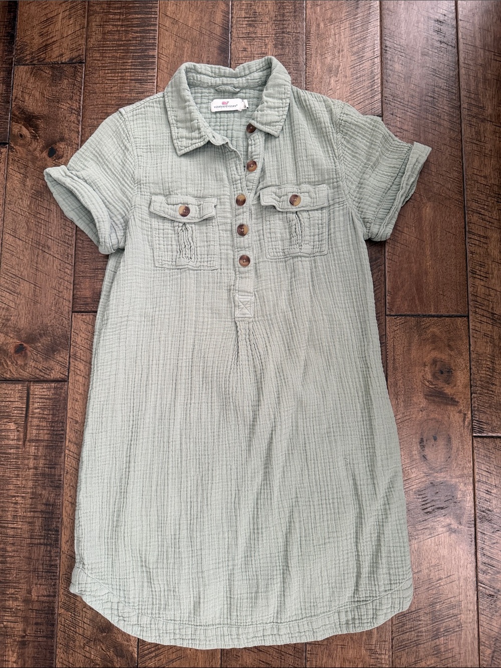 Vineyard Vines Light Sage Gauze Polo Shirt Dress
